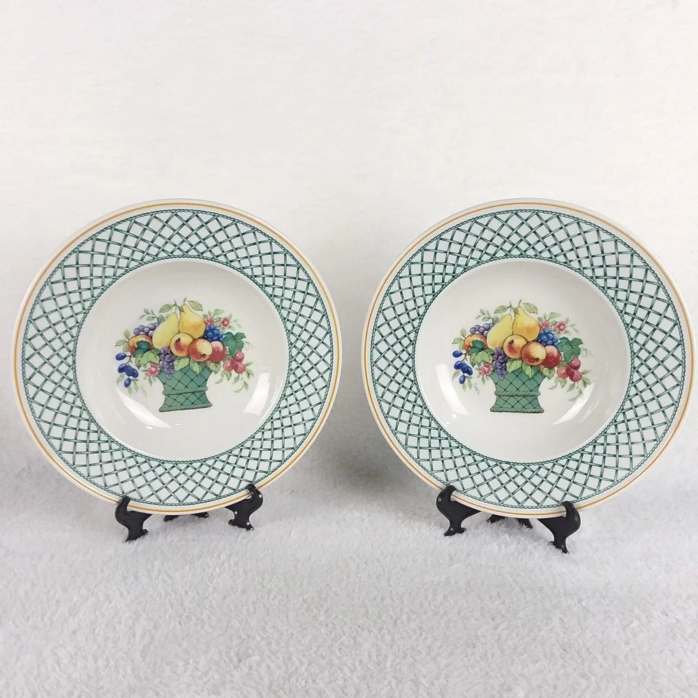 2 Villeroy & Boch Basket Large Rim Soup Bowl 9 3/8